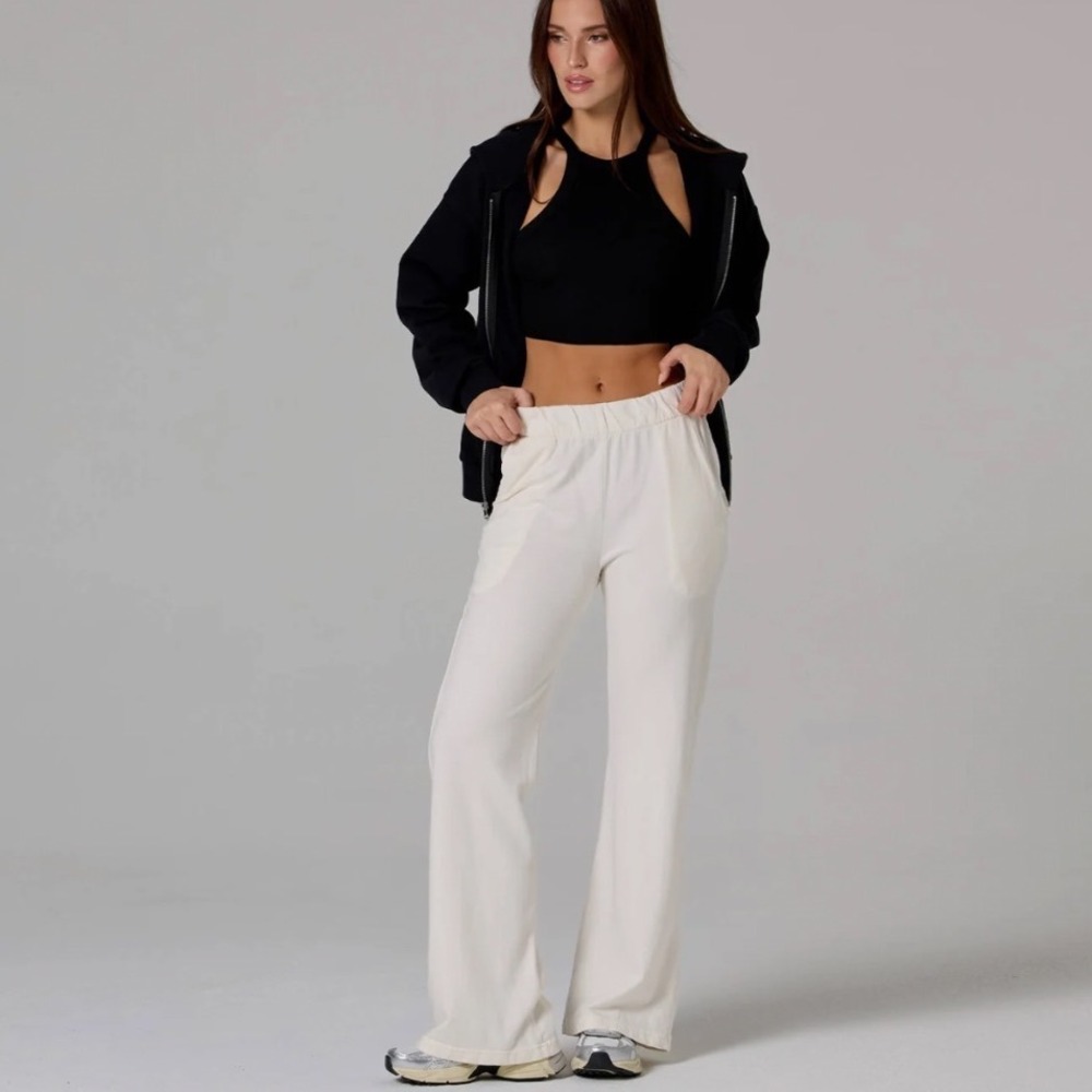 TALENTLESS‎ White Wide Leg Pull On Lounge Pants Size Large